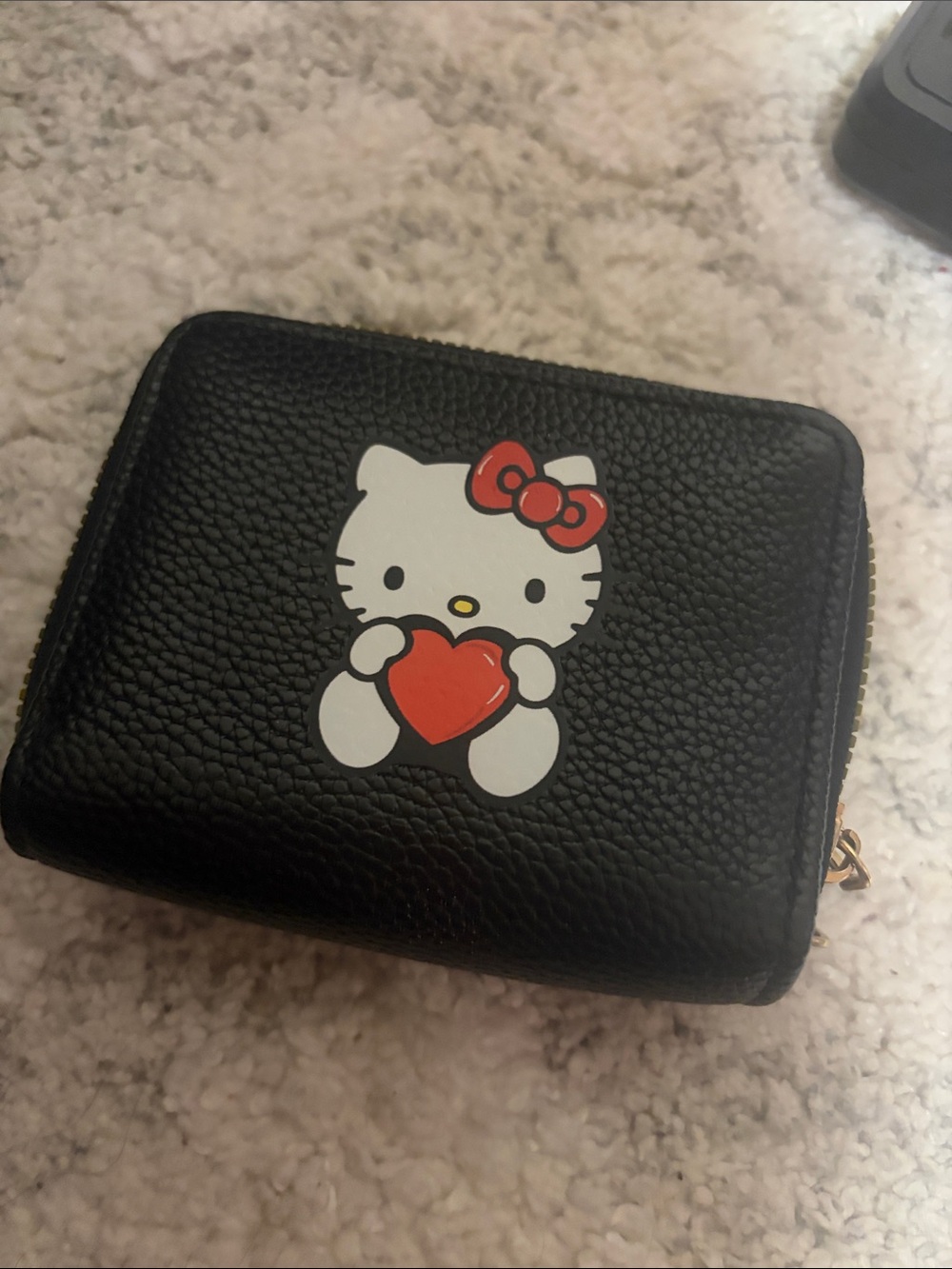 Hello Kitty Black Zip Wallet with Red Accent